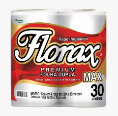 PAPEL HIG FLORAX MAX  FOLHA DUPLA PREMIUM12X30M