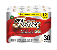 PAPEL HIG FLORAX  FOLHA DUPLA  PREMIUM 12X30M